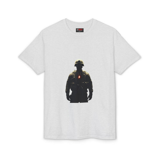 Fire-Forged Brothers T-Shirt — Military Soldier Silhouette ‘Fire-Forged, Time-Tempered, Brothers Forever’