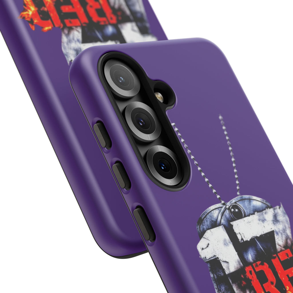 17RED Tough Cases – Rugged Dog Tag '13' Flame Graphic Phone Case (Military-Inspired)