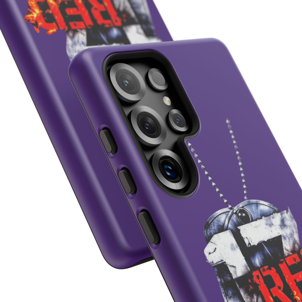 17RED Tough Cases – Rugged Dog Tag '13' Flame Graphic Phone Case (Military-Inspired)