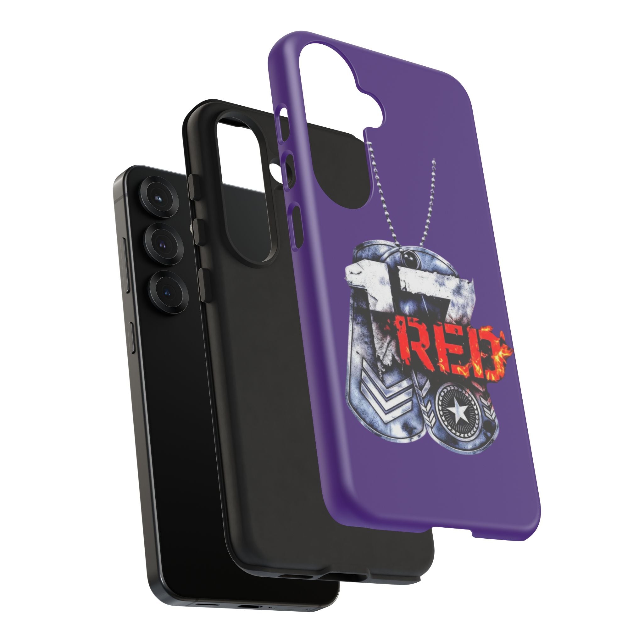 17RED Tough Cases – Rugged Dog Tag '13' Flame Graphic Phone Case (Military-Inspired)