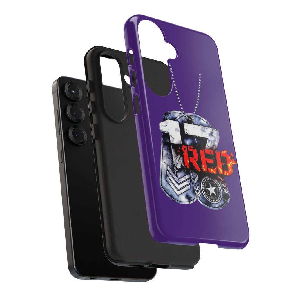 17RED Tough Cases – Rugged Dog Tag '13' Flame Graphic Phone Case (Military-Inspired)