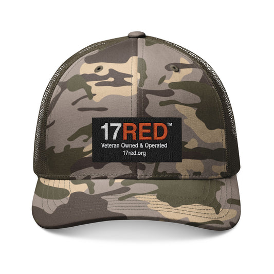 Camouflage Trucker Hat — Embroidered 17RED Veteran-Owned Patch
