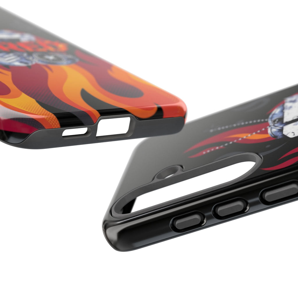 17RED with Flames Tough Cases – Rugged Dog Tag '13' Flame Graphic Phone Case (Military-Inspired)