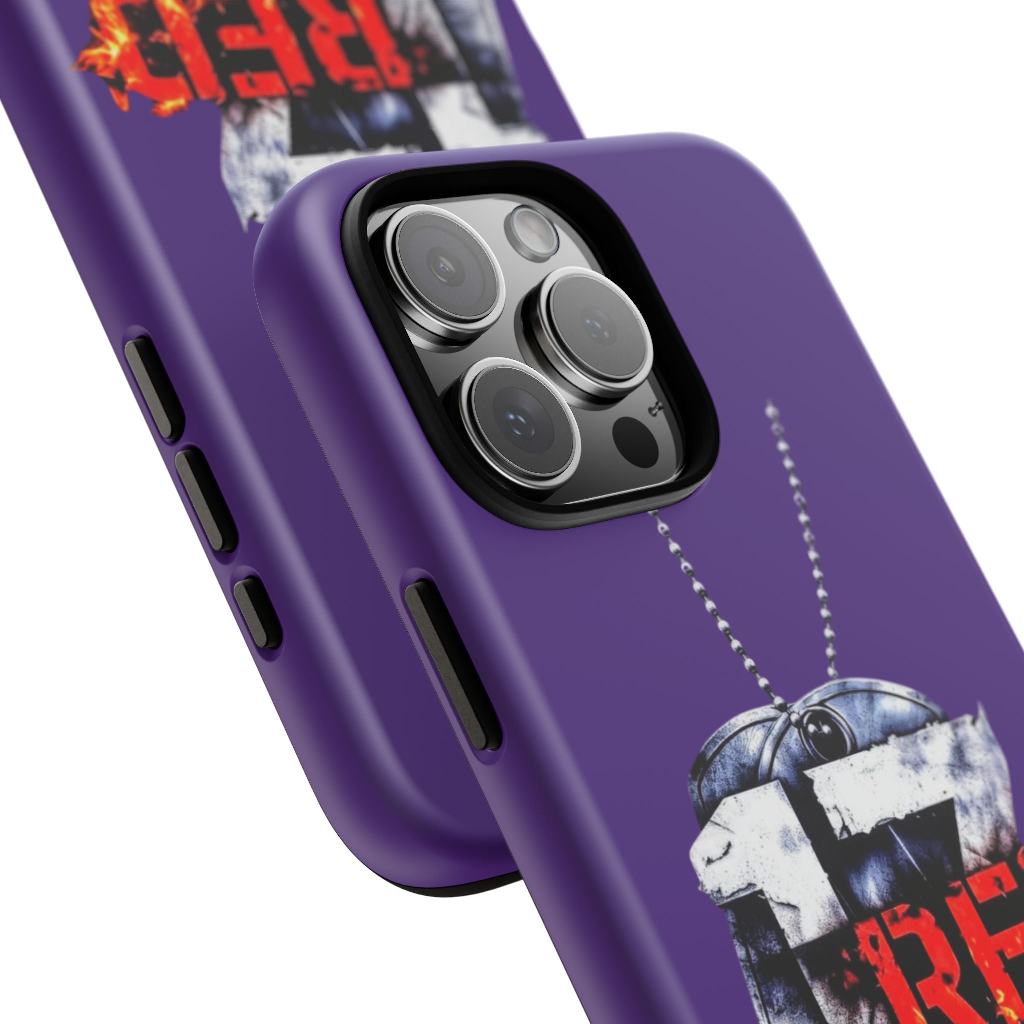 17RED Tough Cases – Rugged Dog Tag '13' Flame Graphic Phone Case (Military-Inspired)