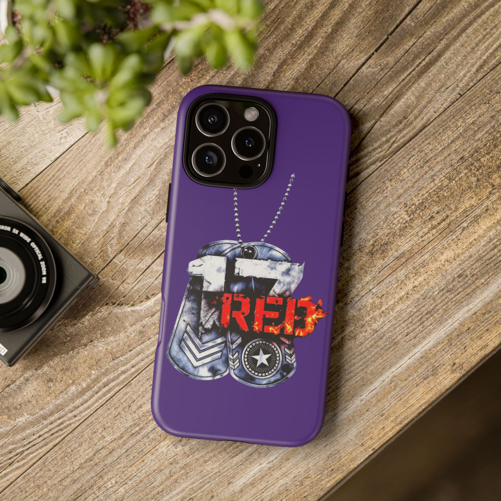 17RED Tough Cases – Rugged Dog Tag '13' Flame Graphic Phone Case (Military-Inspired)