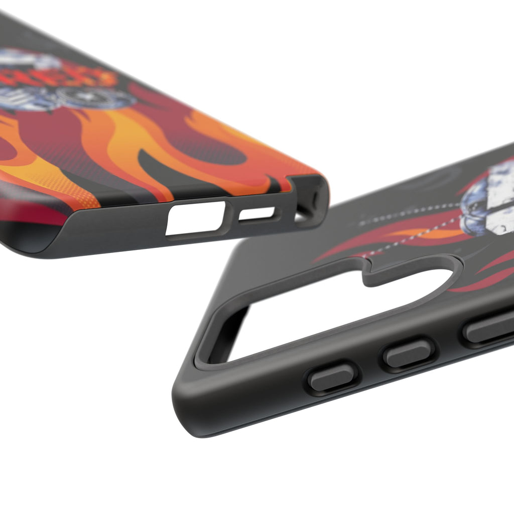 17RED with Flames Tough Cases – Rugged Dog Tag '13' Flame Graphic Phone Case (Military-Inspired)