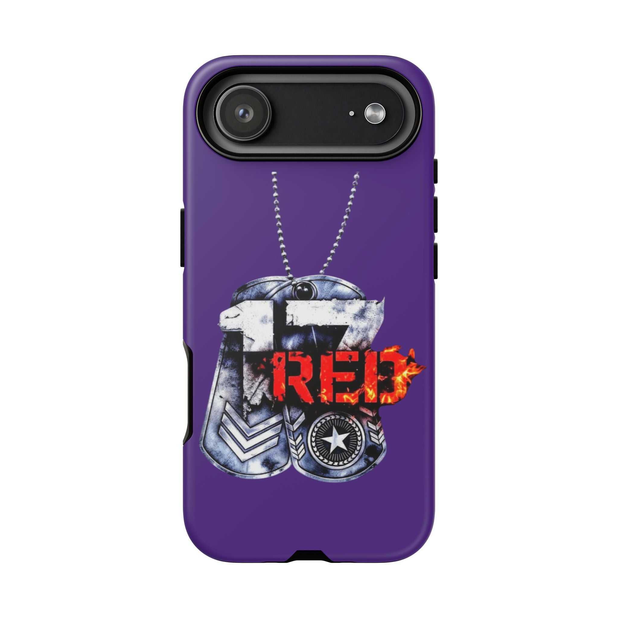 17RED Tough Cases – Rugged Dog Tag '13' Flame Graphic Phone Case (Military-Inspired)