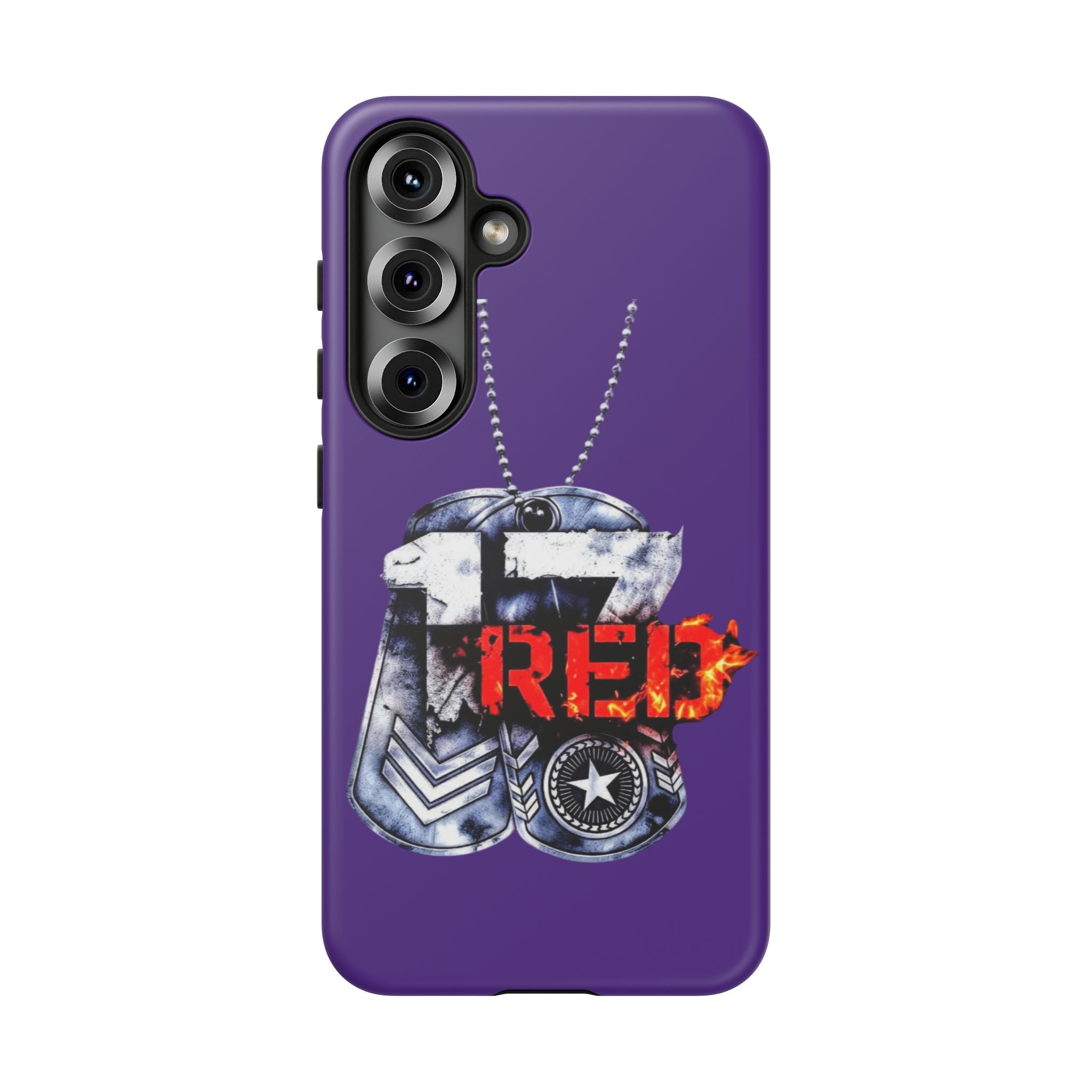 17RED Tough Cases – Rugged Dog Tag '13' Flame Graphic Phone Case (Military-Inspired)