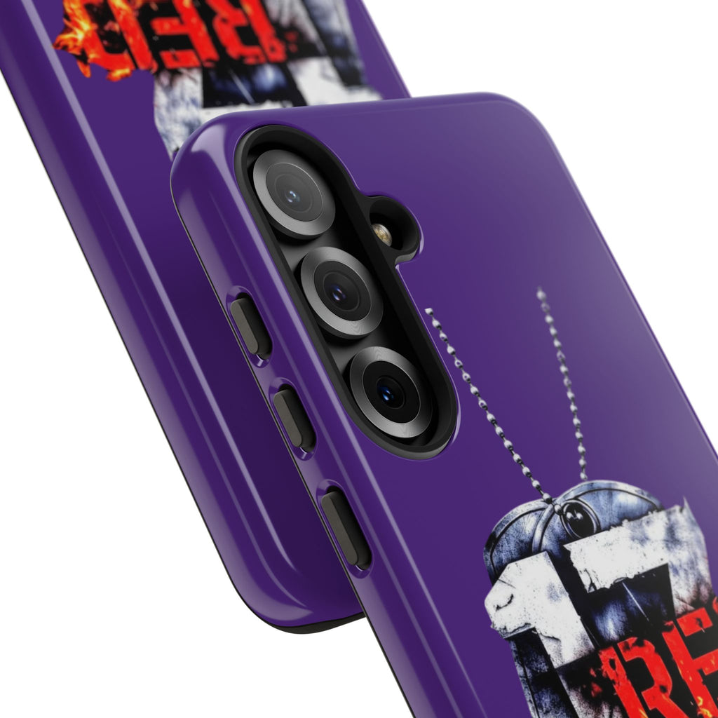 17RED Tough Cases – Rugged Dog Tag '13' Flame Graphic Phone Case (Military-Inspired)