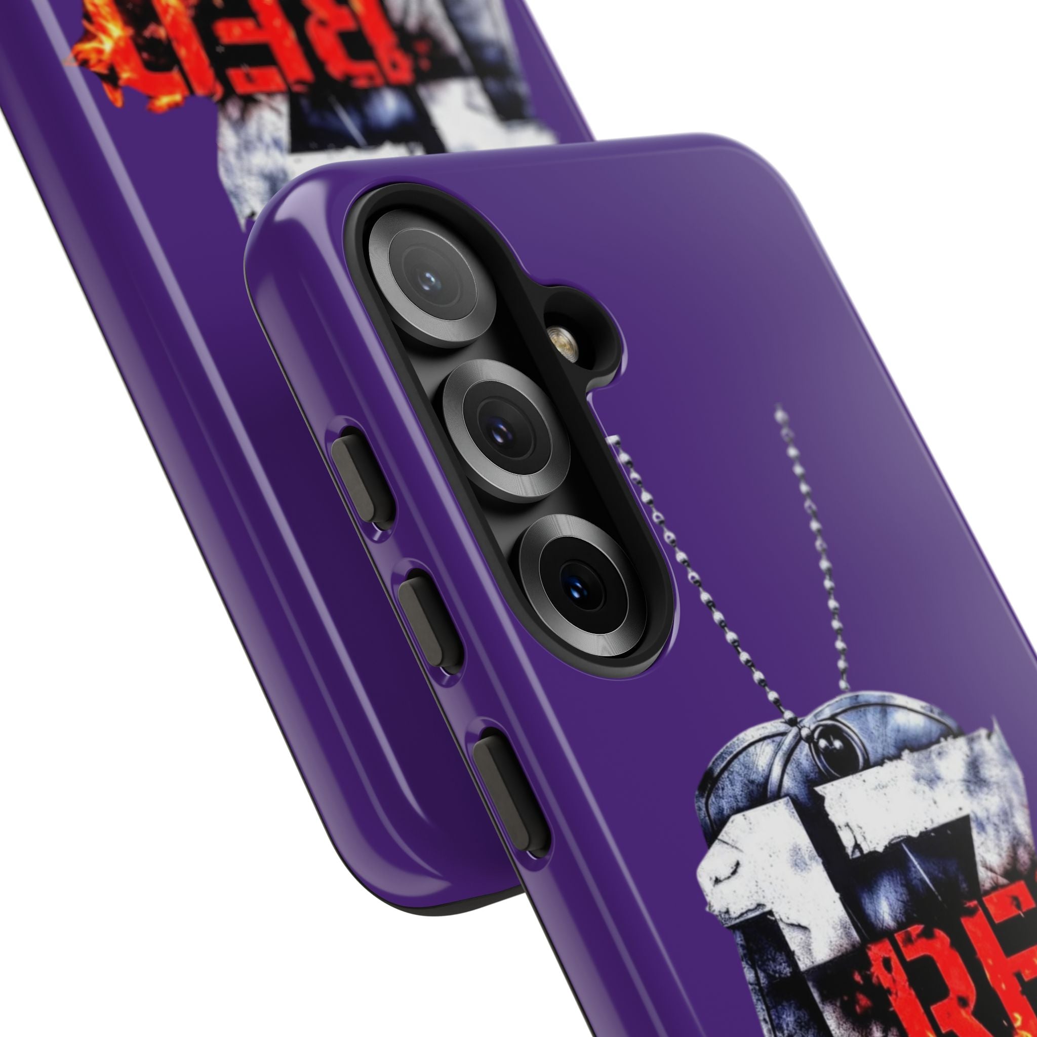 17RED Tough Cases – Rugged Dog Tag '13' Flame Graphic Phone Case (Military-Inspired)