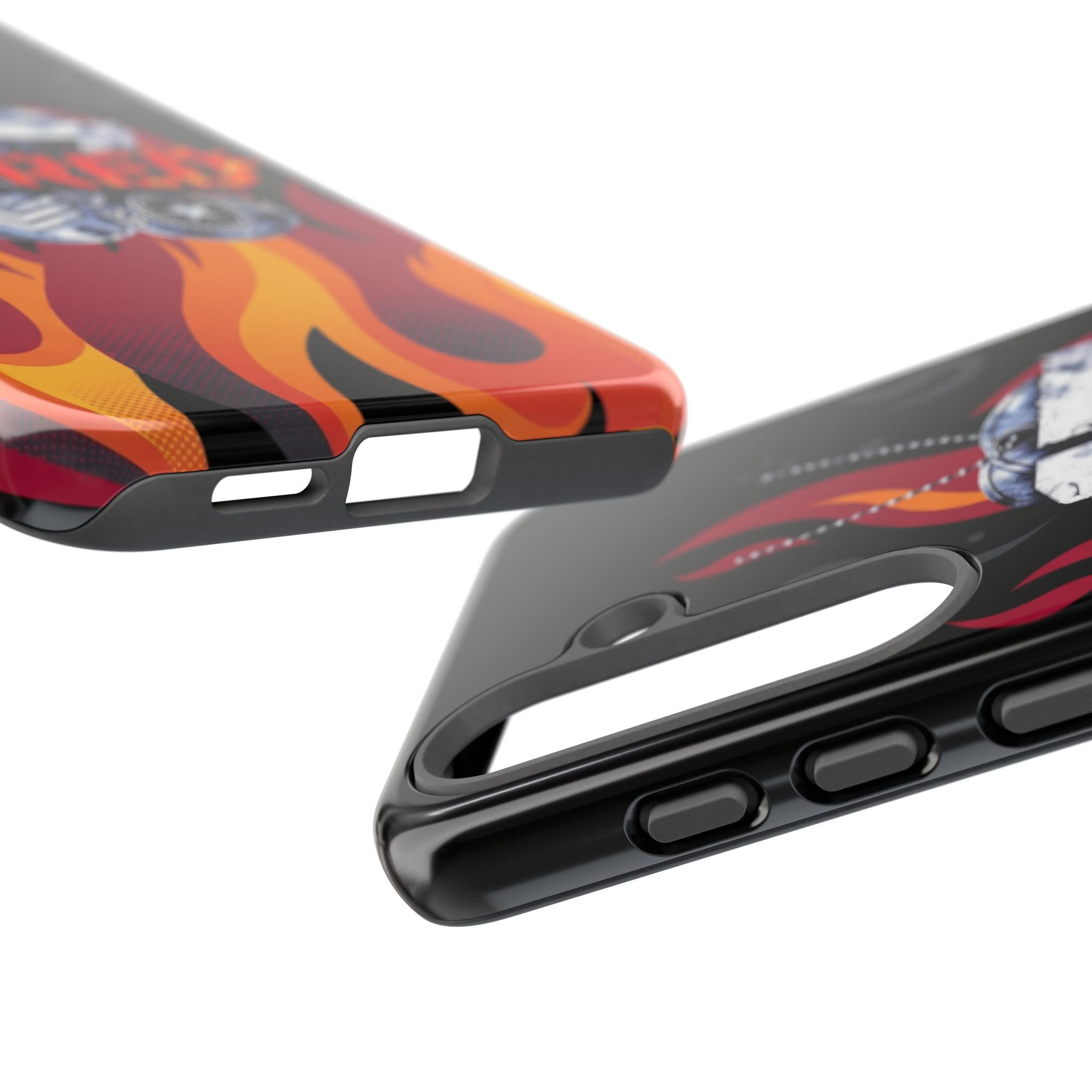 17RED with Flames Tough Cases – Rugged Dog Tag '13' Flame Graphic Phone Case (Military-Inspired)
