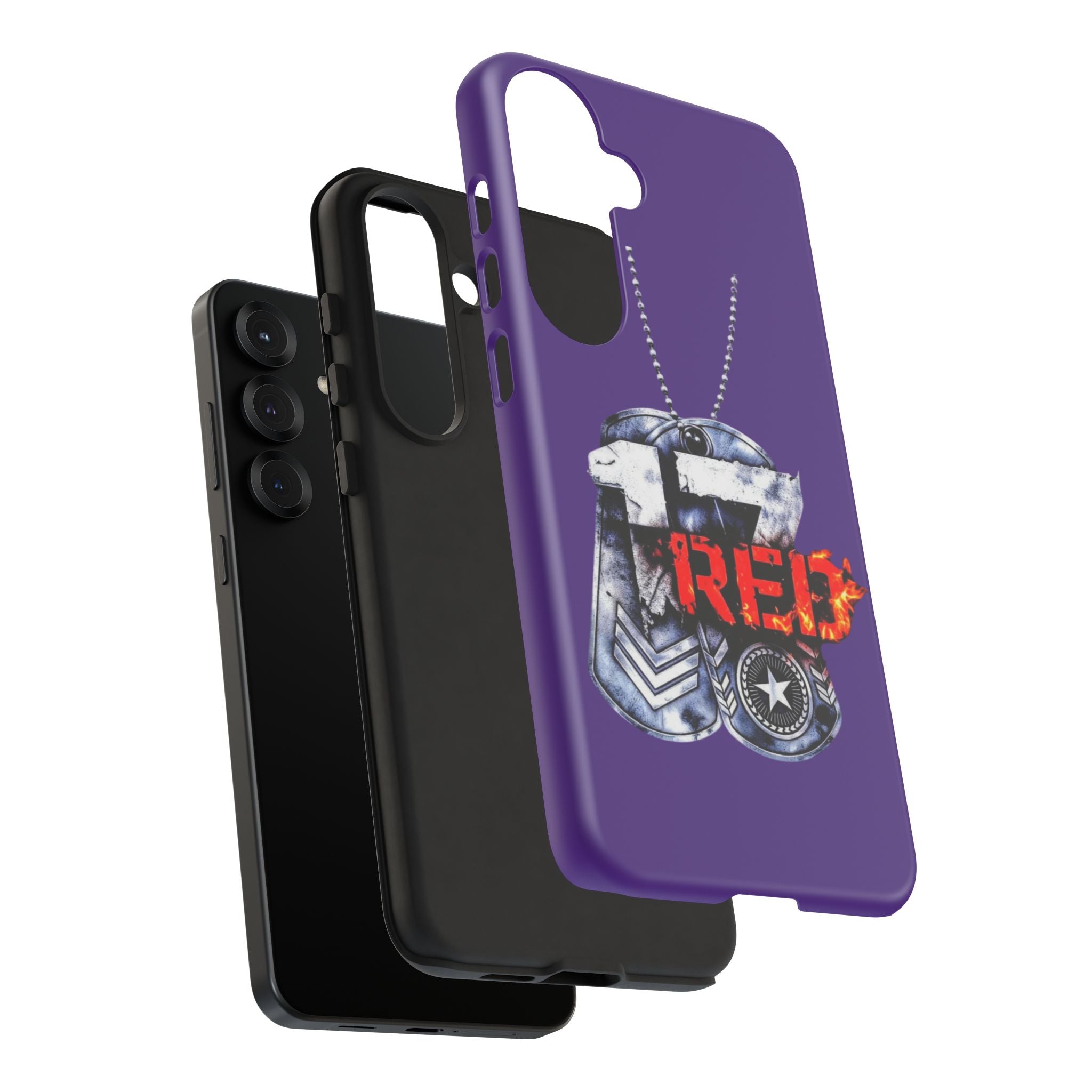 17RED Tough Cases – Rugged Dog Tag '13' Flame Graphic Phone Case (Military-Inspired)