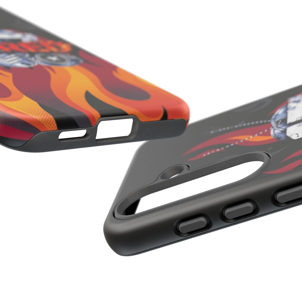 17RED with Flames Tough Cases – Rugged Dog Tag '13' Flame Graphic Phone Case (Military-Inspired)