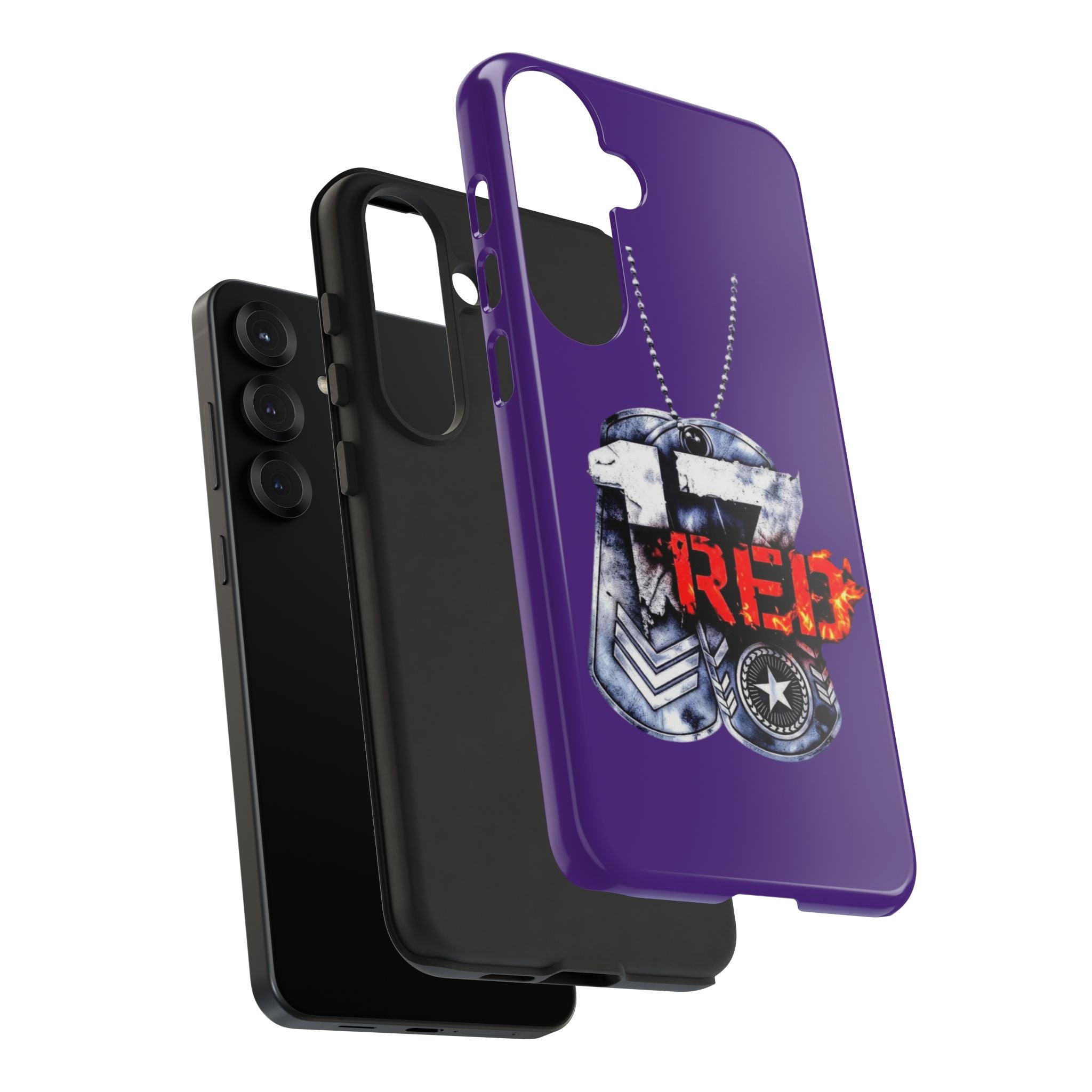 17RED Tough Cases – Rugged Dog Tag '13' Flame Graphic Phone Case (Military-Inspired)