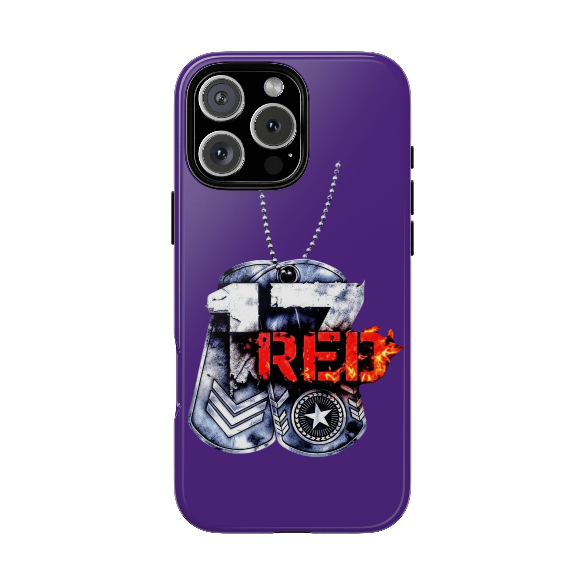 17RED Tough Cases – Rugged Dog Tag '13' Flame Graphic Phone Case (Military-Inspired)
