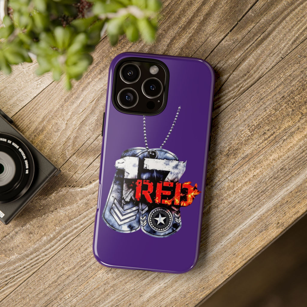 17RED Tough Cases – Rugged Dog Tag '13' Flame Graphic Phone Case (Military-Inspired)