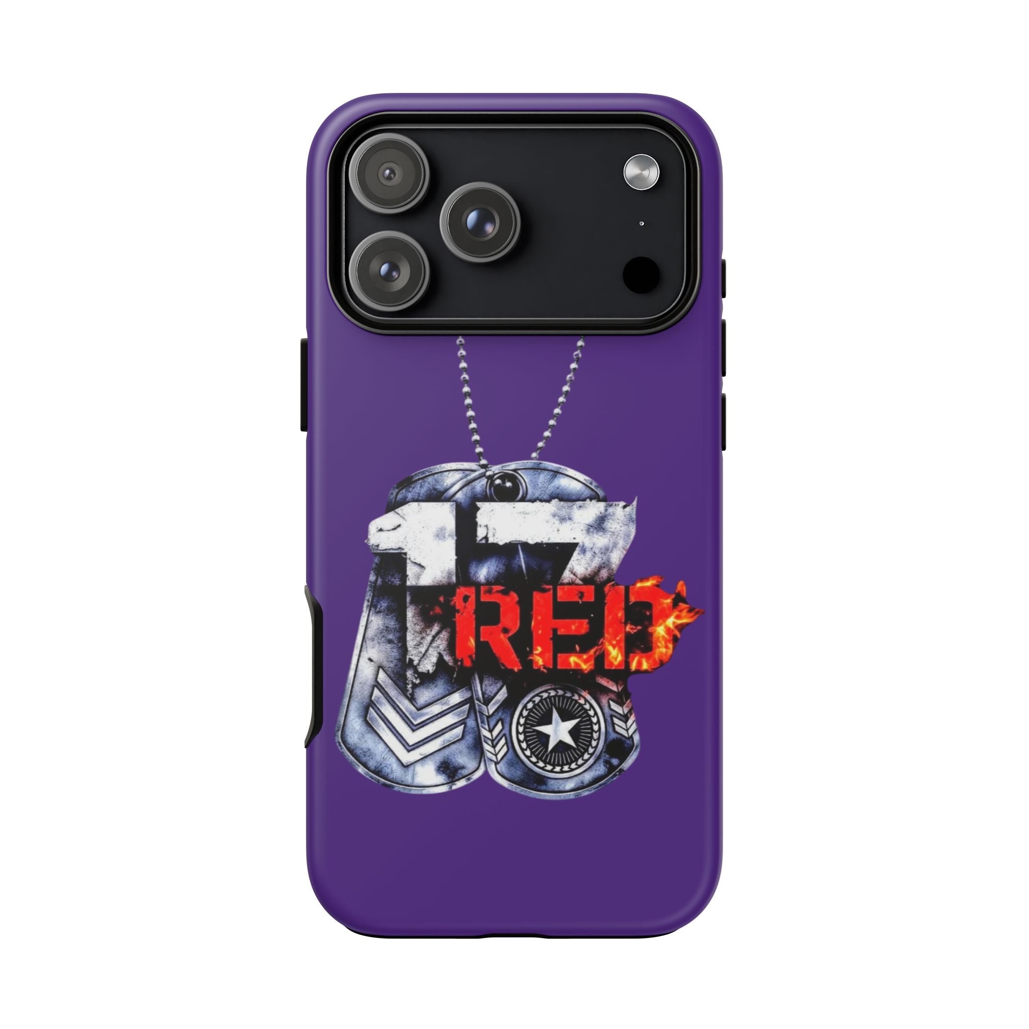 17RED Tough Cases – Rugged Dog Tag '13' Flame Graphic Phone Case (Military-Inspired)