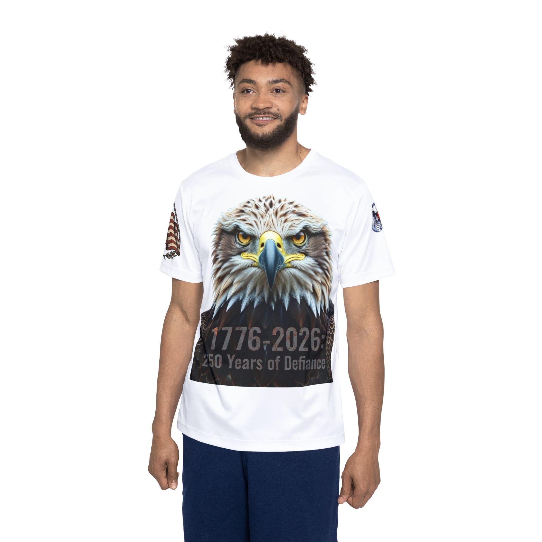 Patriotic Eagle Sports Jersey — "1776–2026 250 Years of Defiance" Athletic Tee