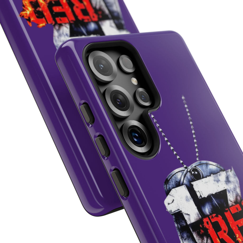 17RED Tough Cases – Rugged Dog Tag '13' Flame Graphic Phone Case (Military-Inspired)