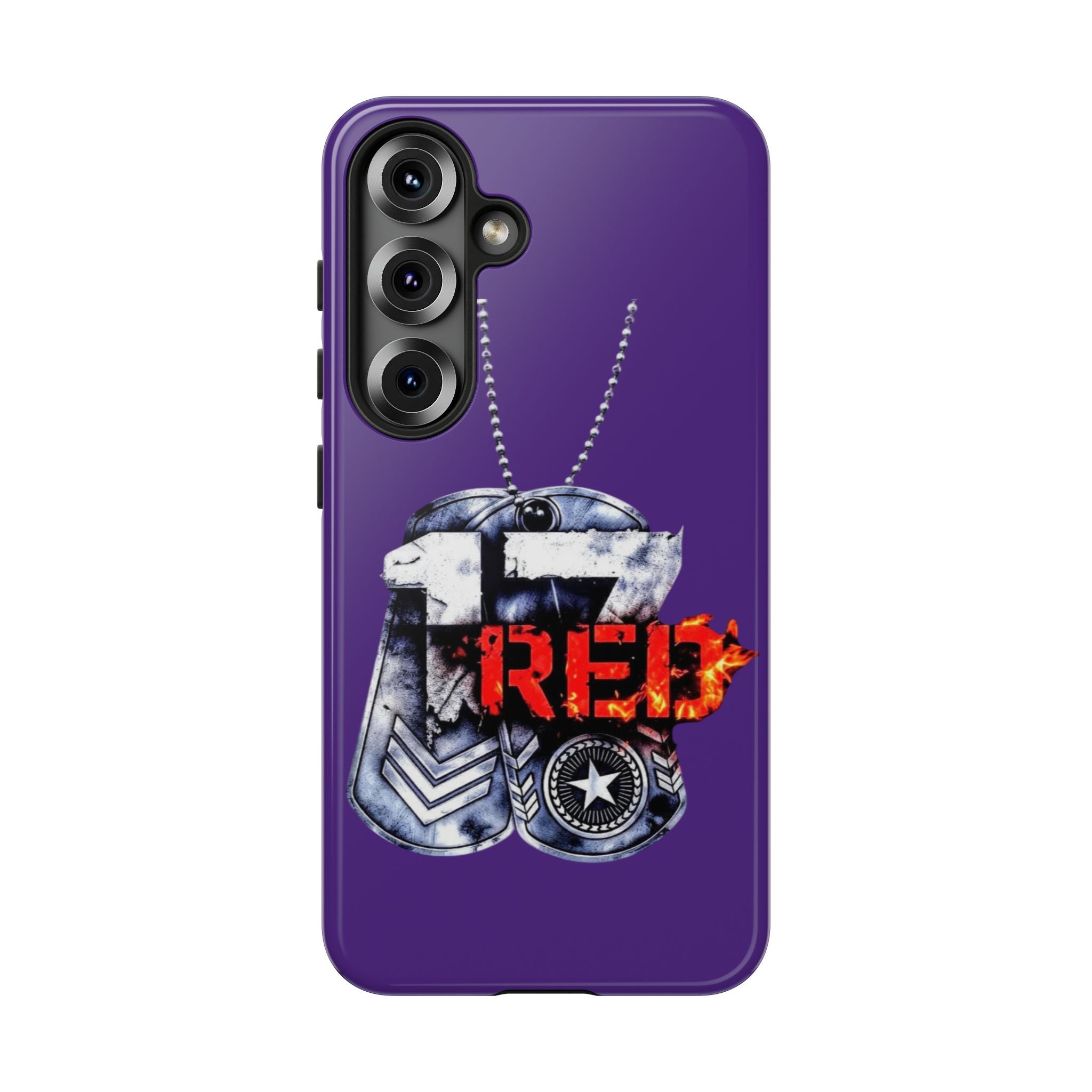 17RED Tough Cases – Rugged Dog Tag '13' Flame Graphic Phone Case (Military-Inspired)