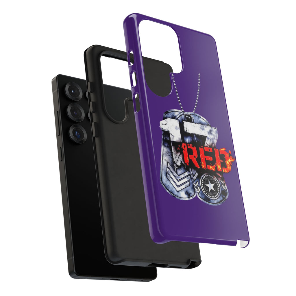 17RED Tough Cases – Rugged Dog Tag '13' Flame Graphic Phone Case (Military-Inspired)