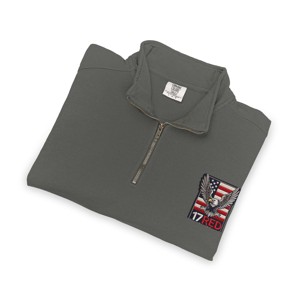 Patriotic Eagle Quarter-Zip Sweatshirt — American Flag 17RED Chest Logo