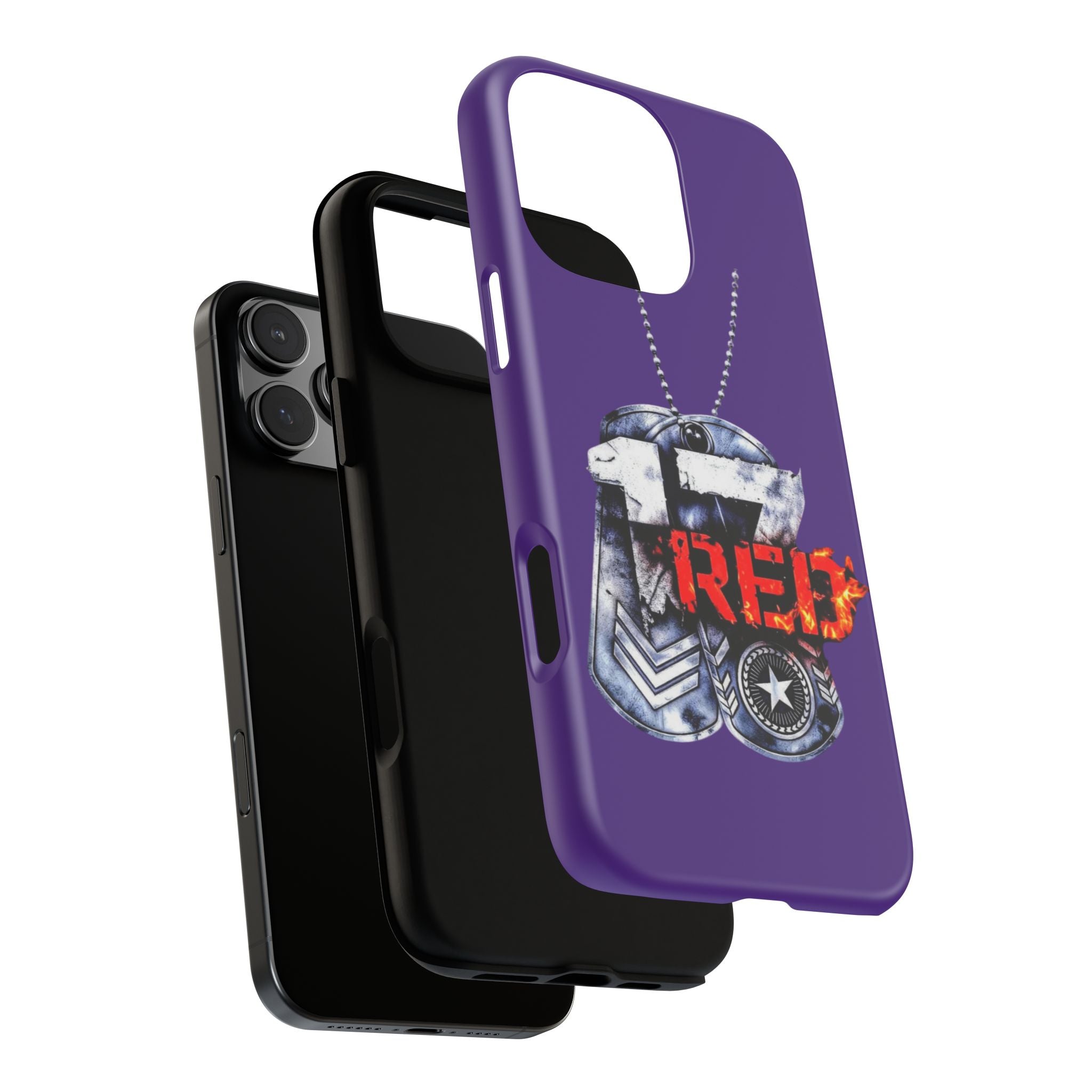 17RED Tough Cases – Rugged Dog Tag '13' Flame Graphic Phone Case (Military-Inspired)