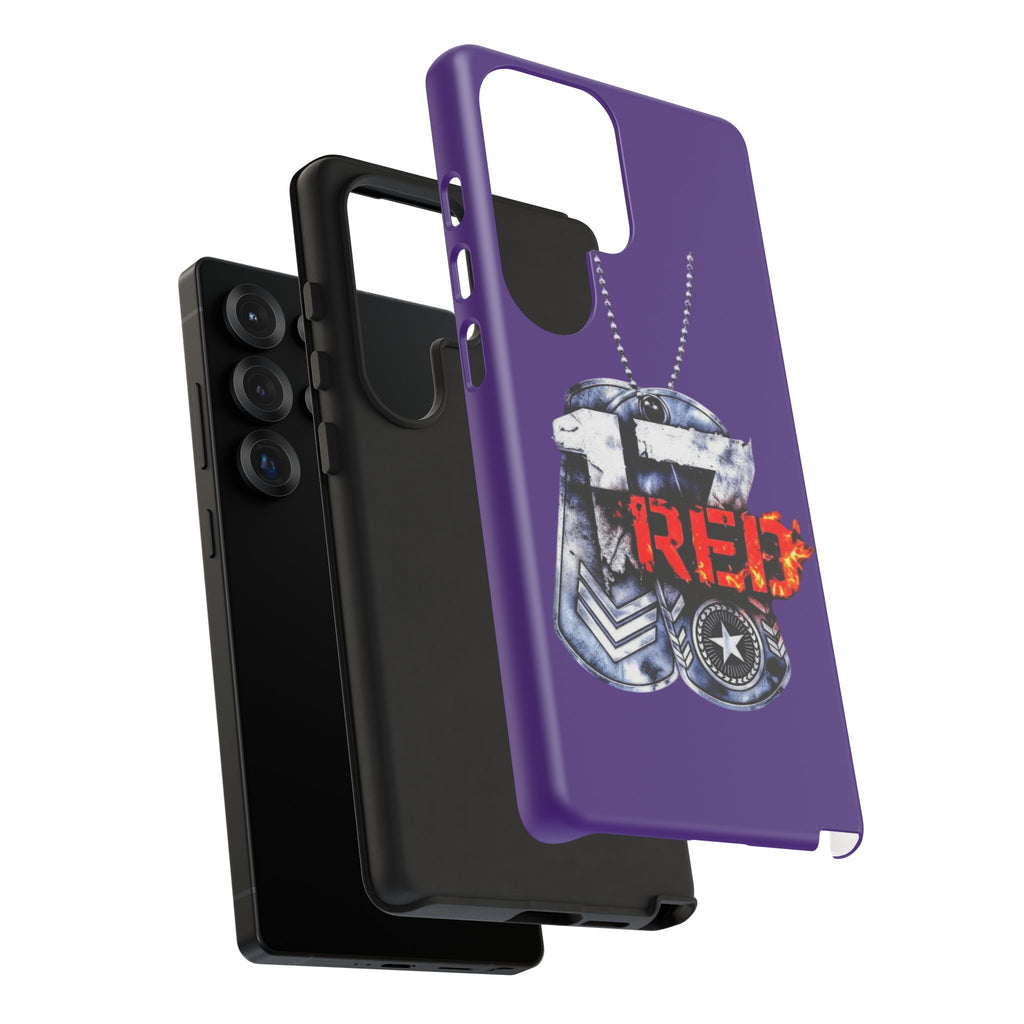 17RED Tough Cases – Rugged Dog Tag '13' Flame Graphic Phone Case (Military-Inspired)