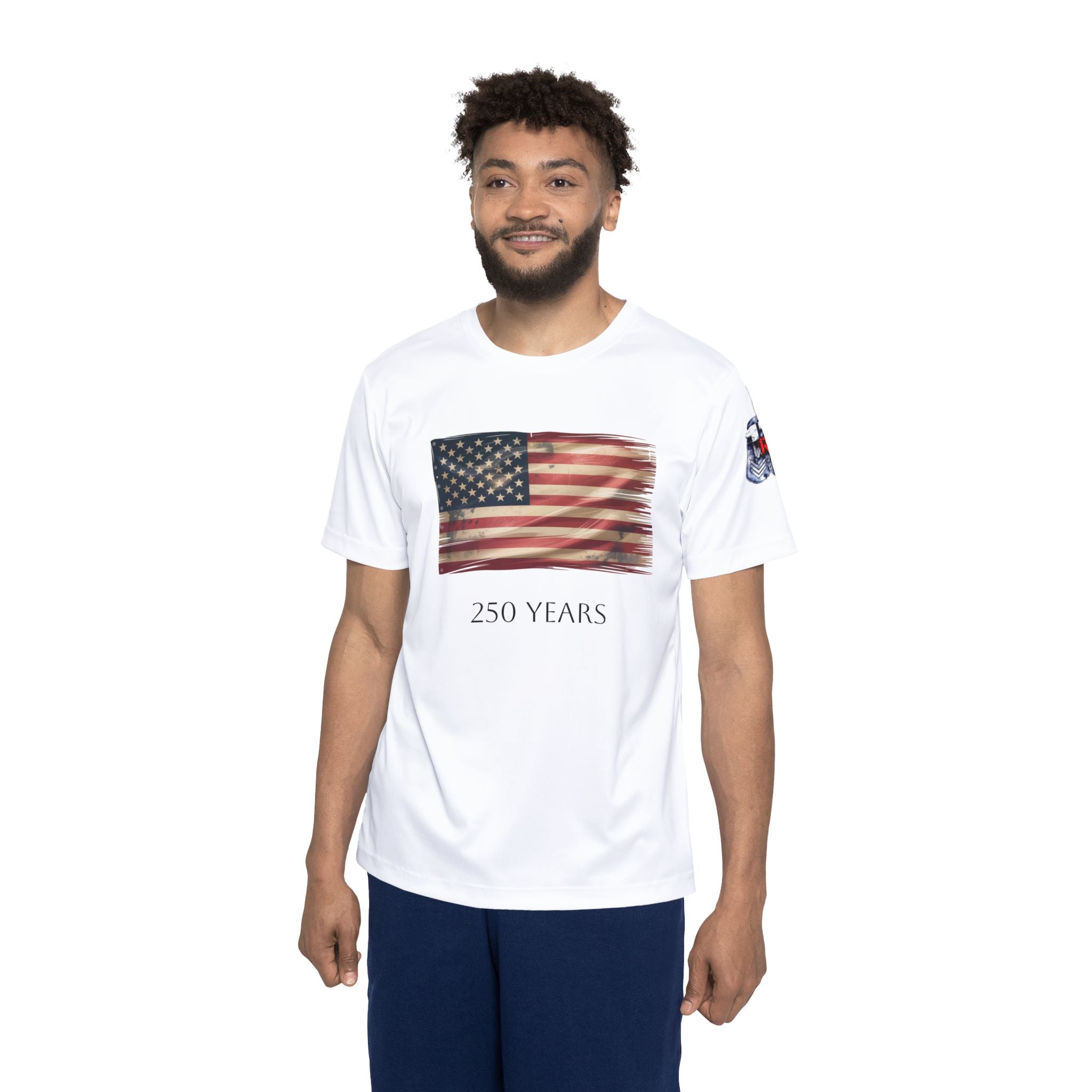 Men's American Flag Sports Jersey — '250 Years' Patriotic Tee