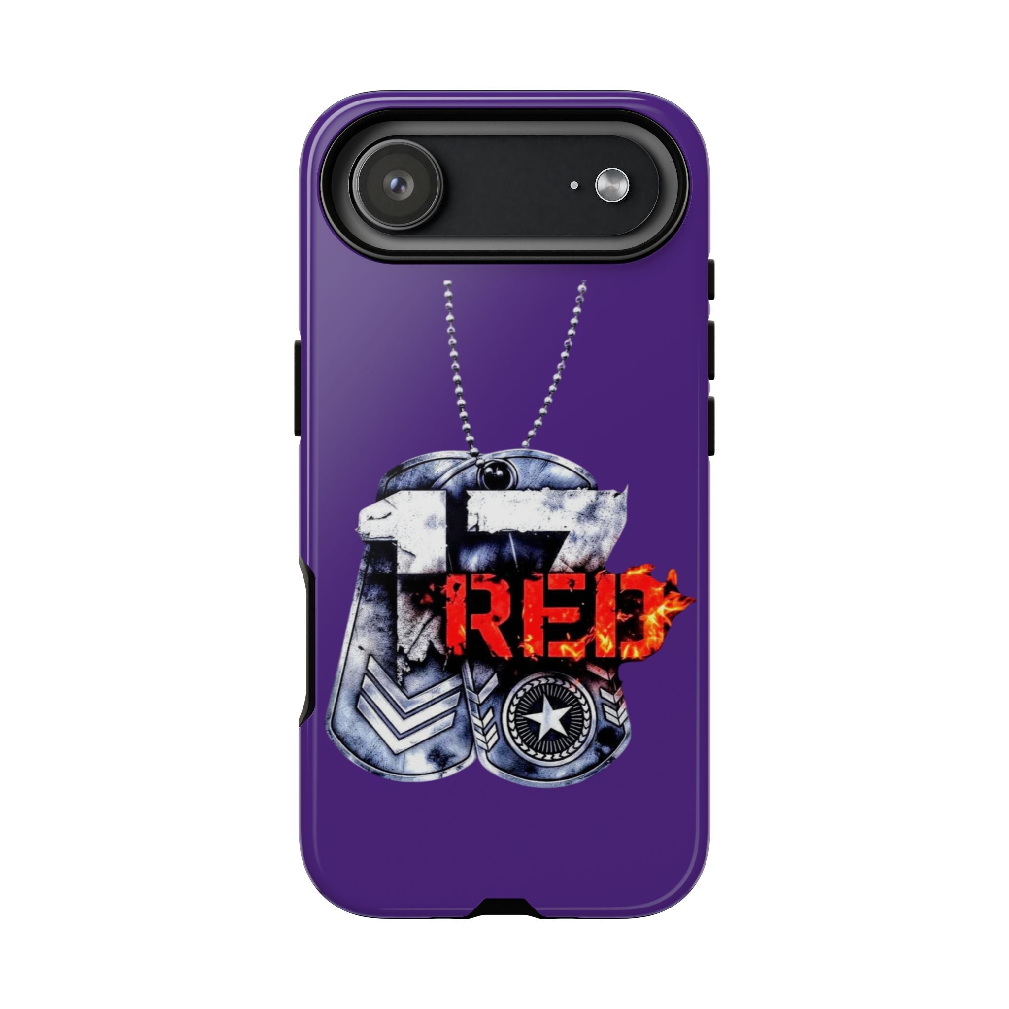 17RED Tough Cases – Rugged Dog Tag '13' Flame Graphic Phone Case (Military-Inspired)