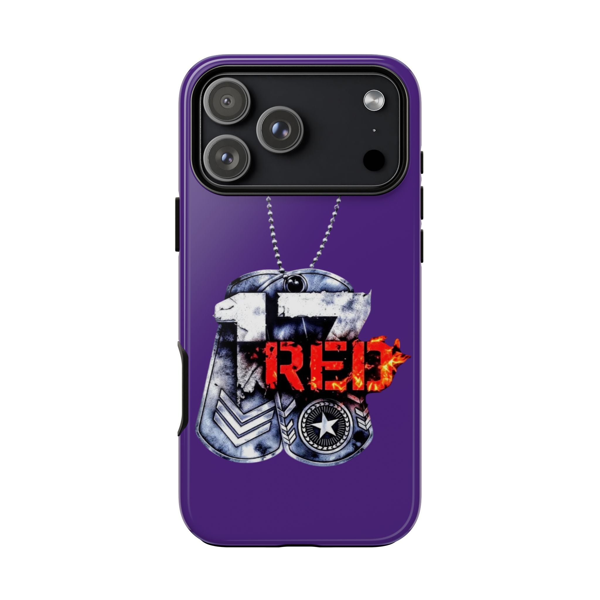 17RED Tough Cases – Rugged Dog Tag '13' Flame Graphic Phone Case (Military-Inspired)